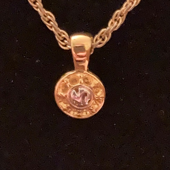 Nina Ricci EUC Vintage two-tone circular design pendant necklace w/gold crystals - Picture 2 of 5